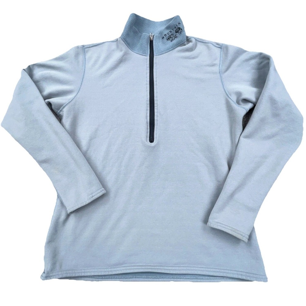 Vintage Mountain Hardwear Sweater Women Medium Gray‎ Pull Over Quarter Zip USA